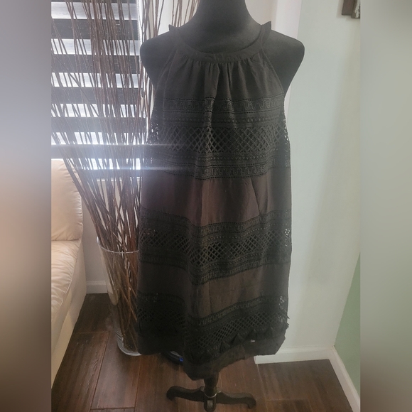 LOFT Tassel Halter Swing Dress in Black Medium New With Tags - Picture 2 of 16